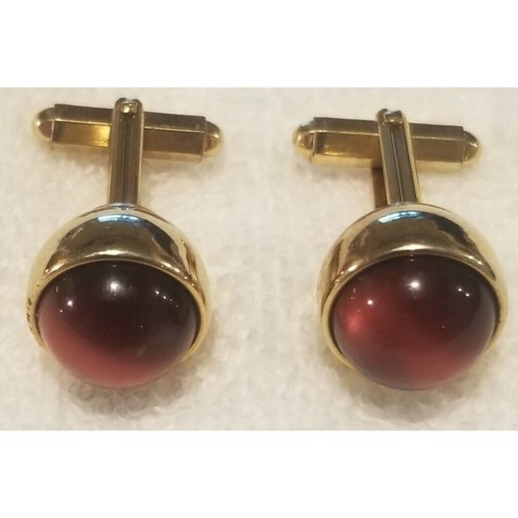 Vintage Kreisler Craft Estate Gold Filled Mens Cufflinks Red Rare - Picture 1 of 5